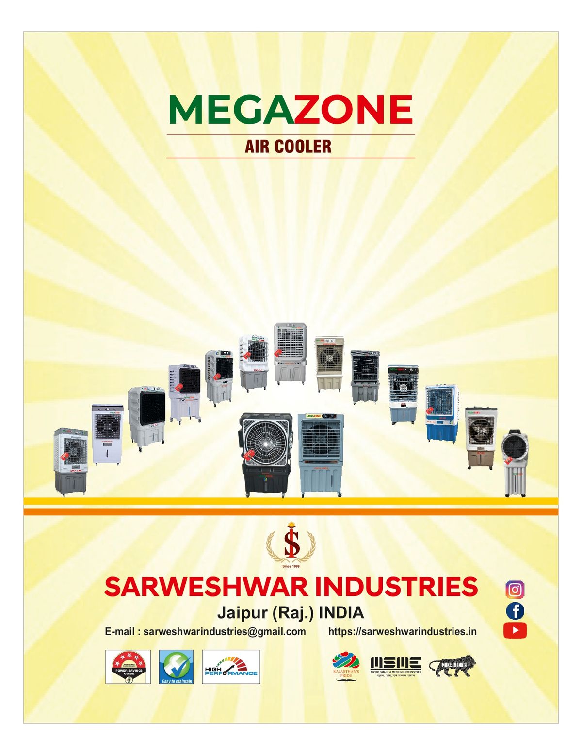Megazone air cooler models price list India